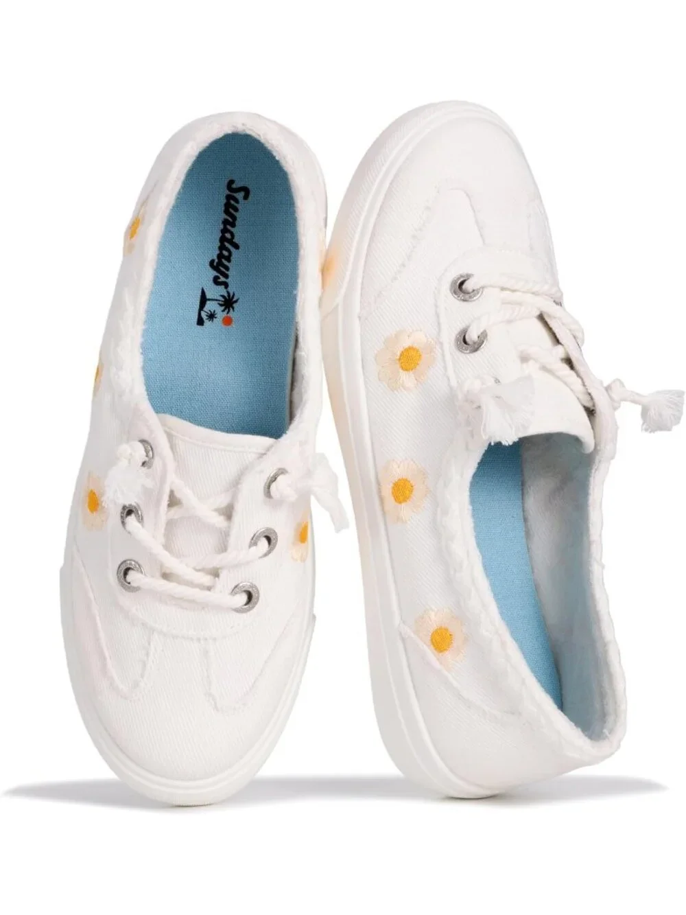 Women's White Canvas Lightweight Comfort Memory Foam Insole Casual Sneakers